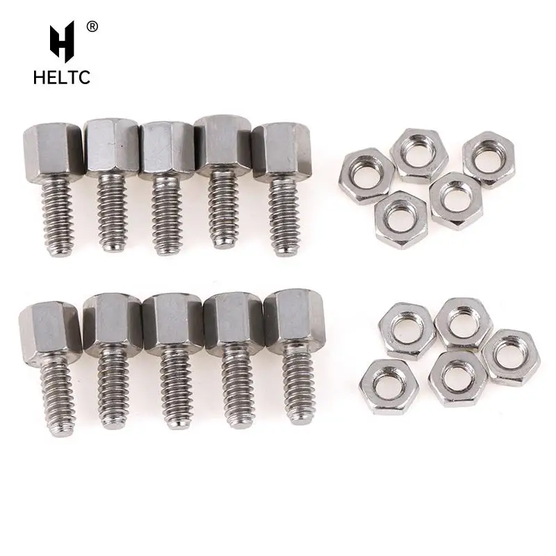 10Sets 5+7mm Metal Header Plate Bracket Stud Bolt & Nut Nuts Screw D-Sub VGA DB9 DB15 DB25 RS232 COM Serial