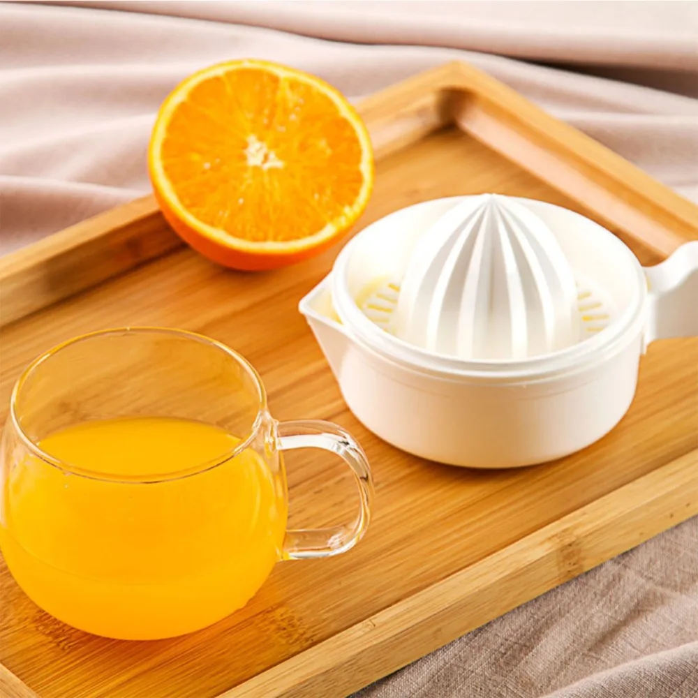 Portable Plastic Manual Citrus Juicer Double Layer White Lemon Squeezer Reusable Hand Operated Fruit Press Juice Making