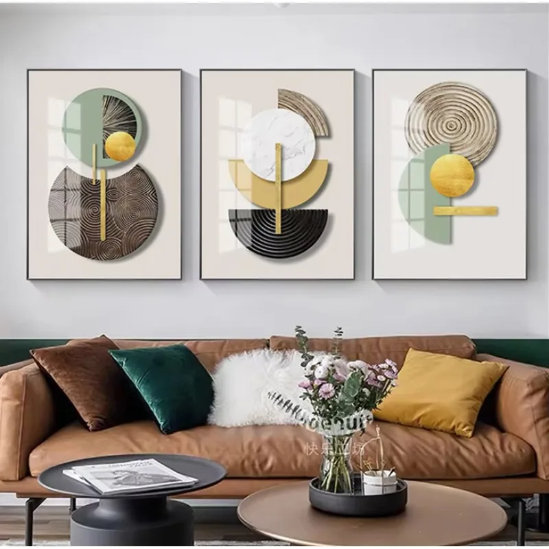 

Hotel light luxury wall art modern wall decoration frame canvas printing living room decorative glass painting