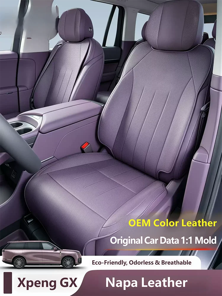 For Xpeng GX 2026 2027 Car Seat Cover Full Sets Breathable Leather Front Rear Seat Cushion Protector Interior Accessories