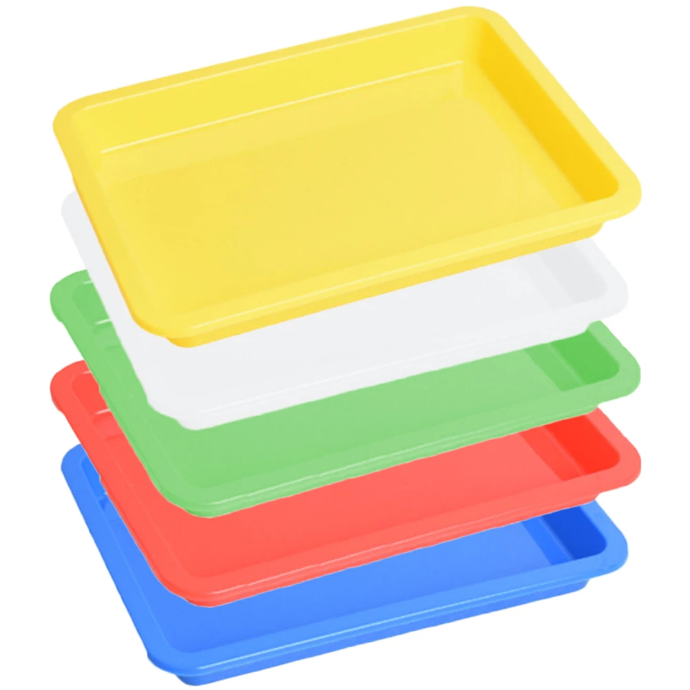 

5 Pcs Tray Smooth Plastic Serving Tray For Crafts Trays Surface Plastic Trays Classroom Crafts Storage DIY Projects