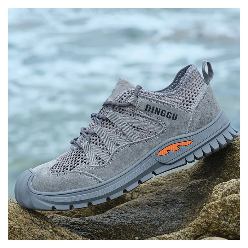 

men casual breathable steel toe caps work safety shoes summer worker security boots outdoors safe sneakers protective footwear