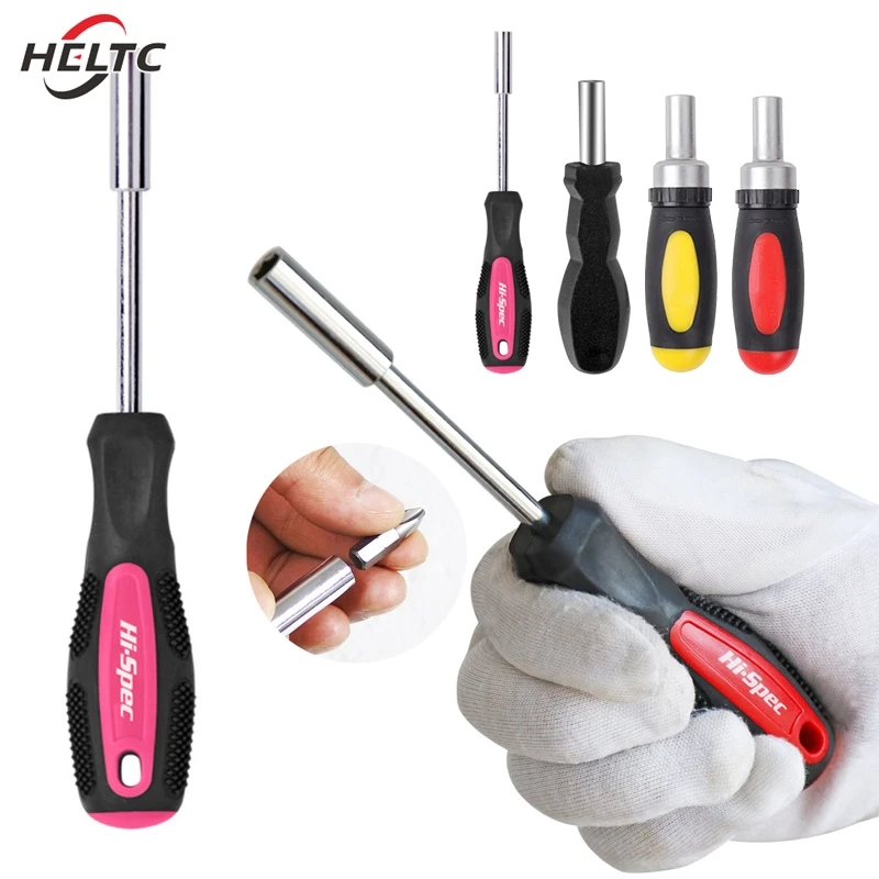 1pcs 1/4 (6.35mm) Ratchet Screwdriver Bit Holder Handle Multifunctional Magnetic Bit Driver For Slotted Hex Torx Phillips Bit