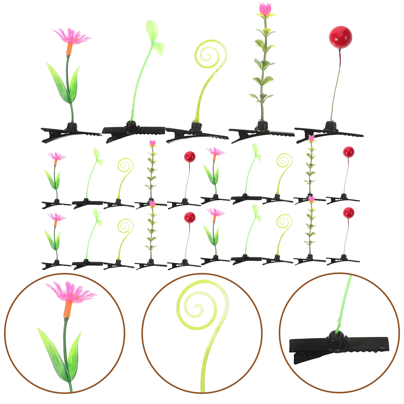مشبك شعر لمحاكاة النباتات ، 30 ، إكسسوارات للفتيات ، مشابك صغيرة