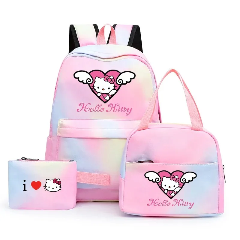 

Sanrio Hello Kitty Kawaii Three-piece Backpack Cute Young Students Large-capacity Bag Multifunctional Lunch Bag Girl College Bag