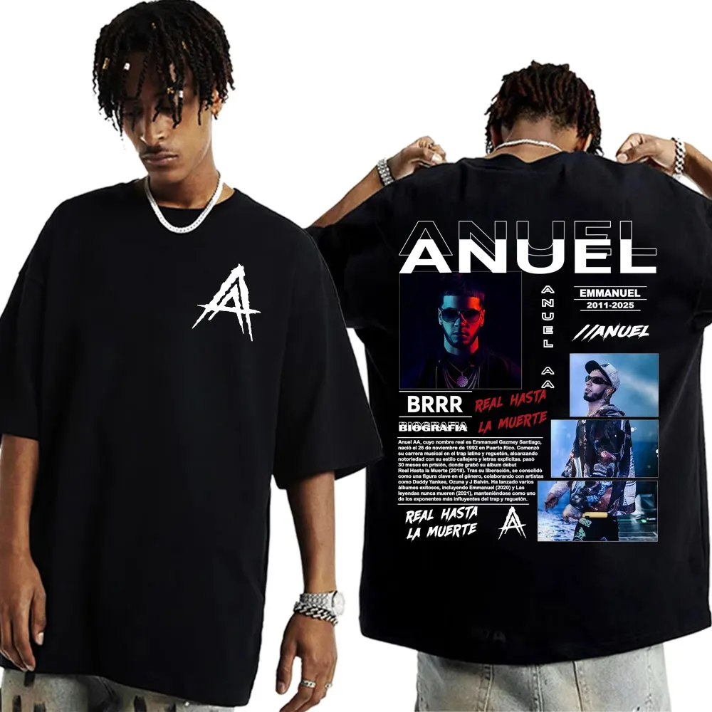Anuel AA Real Hasta La Muerte 2025 Cover Graphic T Shirts Men's Clothing Vintage Gothic T Shirt Summer Tops High Quality T-shirt