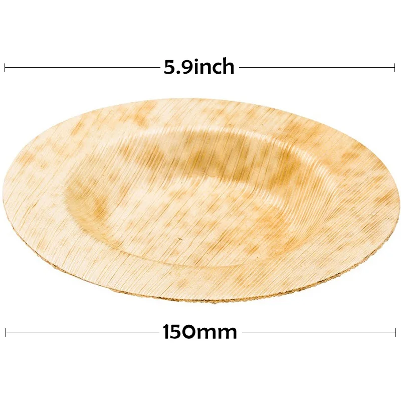 10 Pieces x Home Party Event Wedding Supplies, Disposable Eco-Friendly Tableware 150mm Bamboo Leaf Dinner Plate