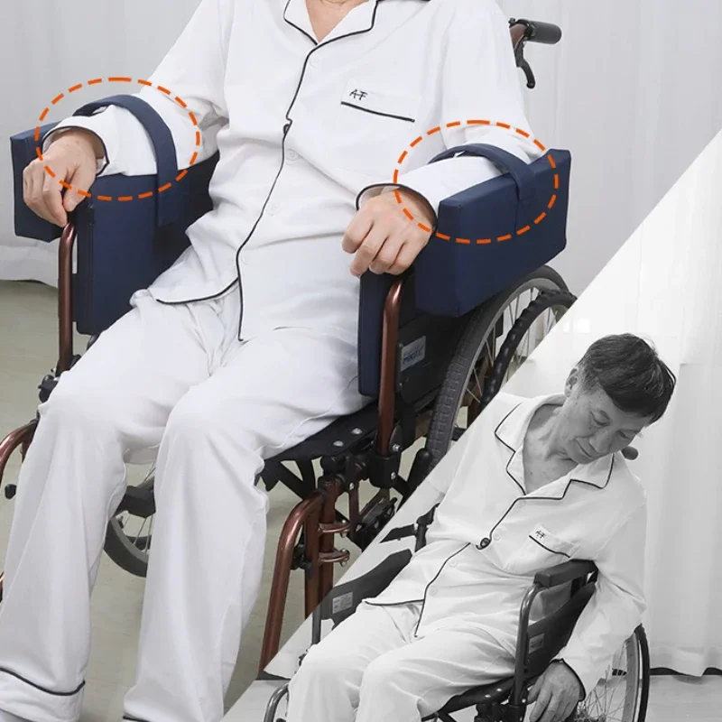 A Pair Wheelchair Armrest Pad PU leather Waterproof Elderly Care Horizontal Support Pad Wheelchair Comfort Pressure Relief Cover