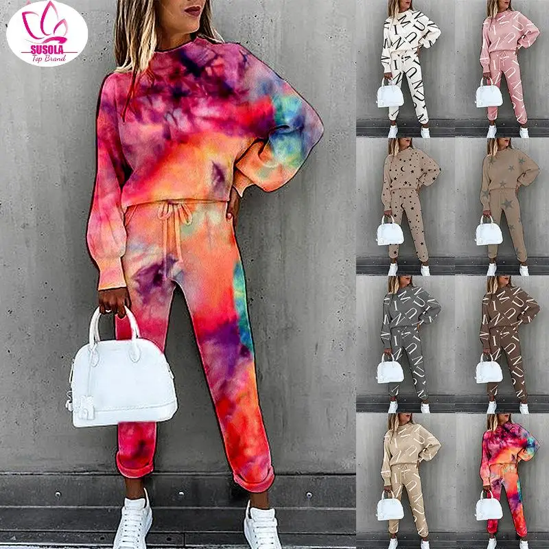 

Women's Trouser Suits Sportwear Outfit Pant + Sweatshirt Tracksuit Two Piece Set Women Female Sports Suit Lady Hoodie Jogging