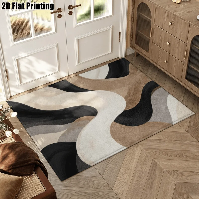 1Pc Modern Minimalist Abstract Wave Pattern Rug, Bohemian Style Decorative Rug for Living Room, Bedroom, Dining Room, Bedside, Indoor and Outdoor Patio, Home Decor Accessory