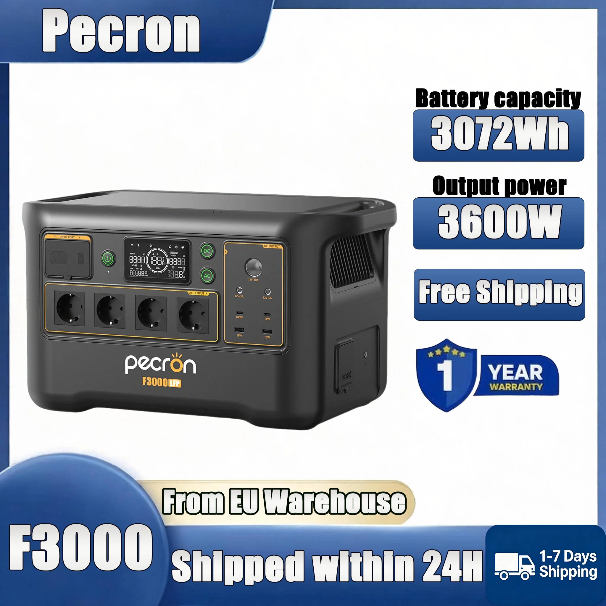 PECRON F3000LFP Tragbare Powerstation 3072WH LiFePO4-Akku mit 3600W (4500W …