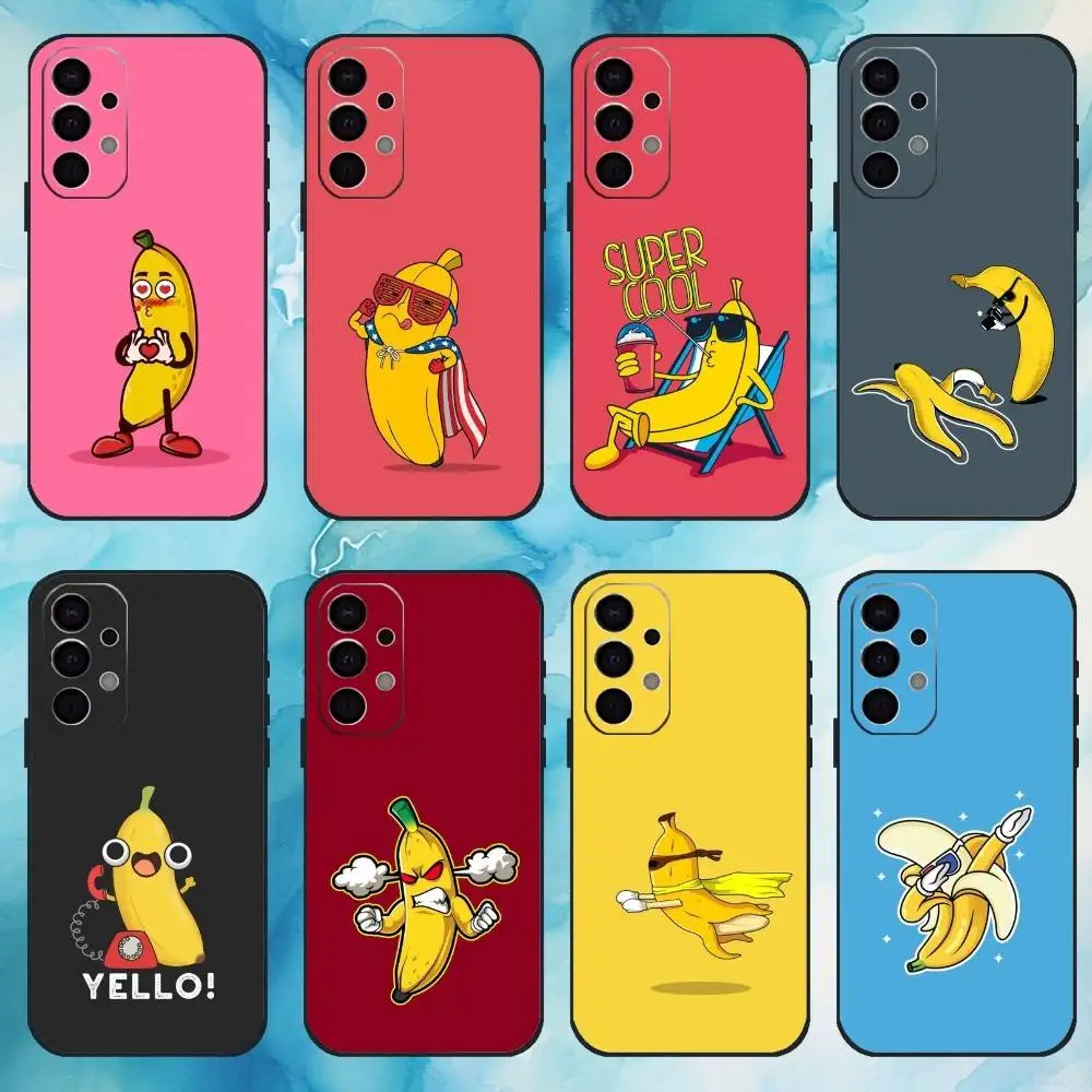 

F-Fruit Fun B-Banana Phone Case For Samsung S25,24,23,22,30,21,10,9,Ultra,Plus,Lite,FE,4,5 G Soft Black Case
