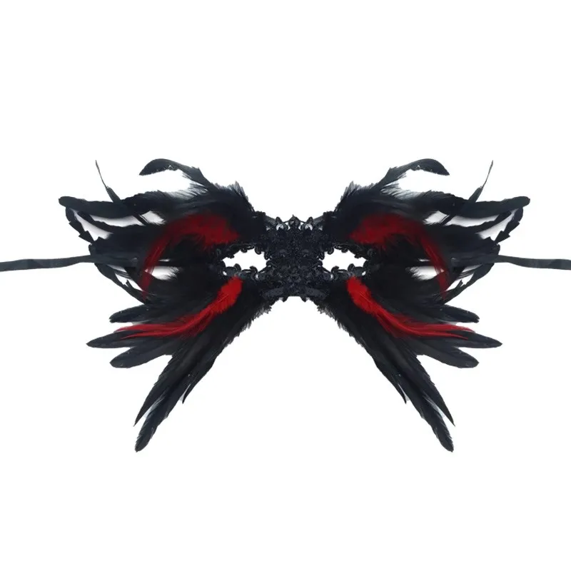 

Gothic Style Feather Half Face Mask, Performance Ball Eye Mask, Glitter High-End Mask, Halloween Party Accessories