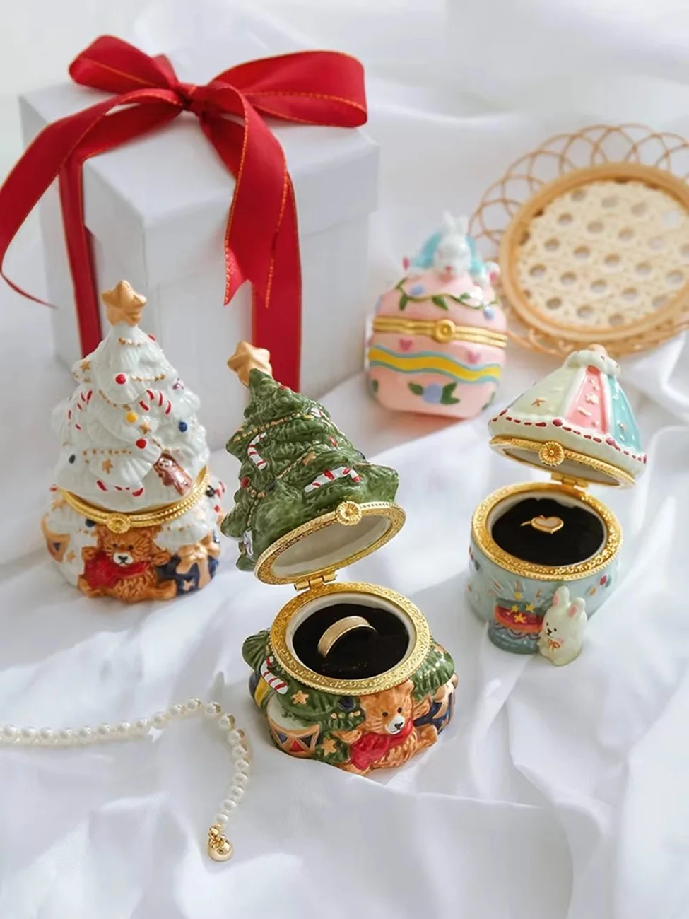 

Retro Handmade Ceramic Jewelry Box Creative Storage for Rings And Necklaces Perfect Birthday Gift for Girls Best Friend