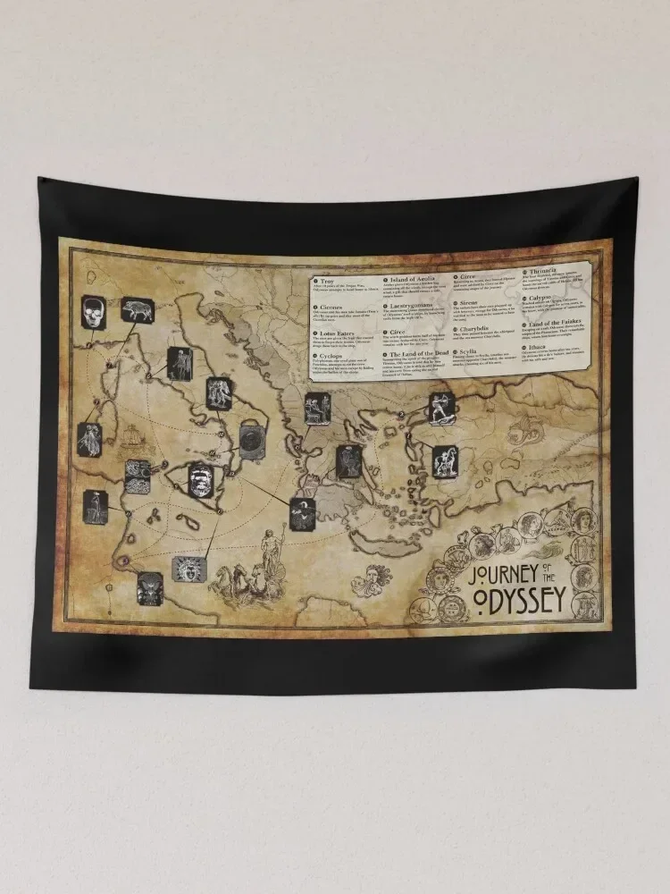 Journey of the Odyssey - Map Tapestry Carpet Wall Room Decorations Wall Art Tapestry