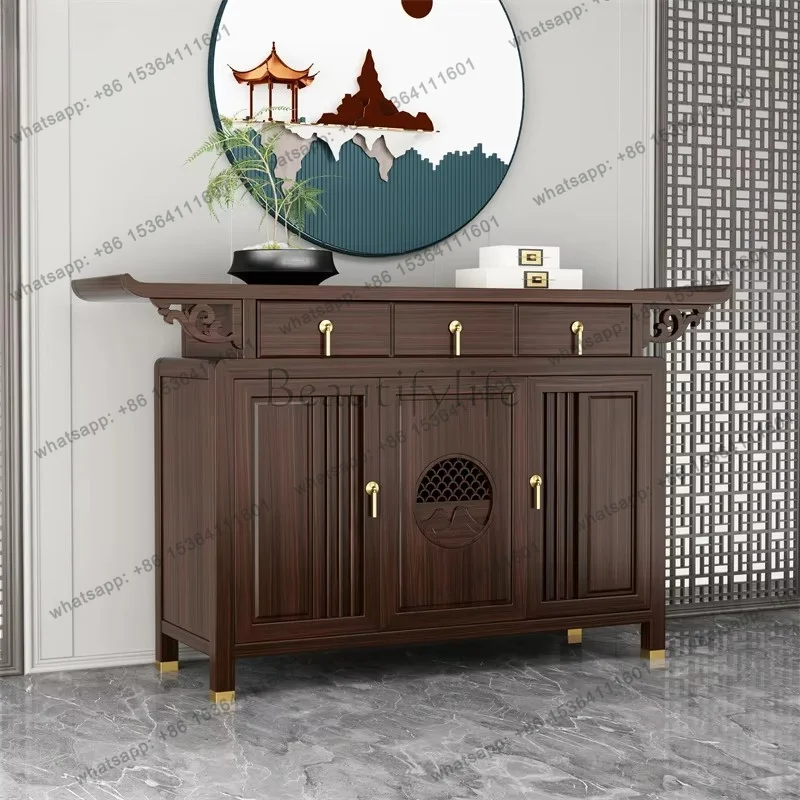 FG  New Chinese style solid wood hall table, Buddhist niche, living room, storage cabinet, home foyer, and viewing table