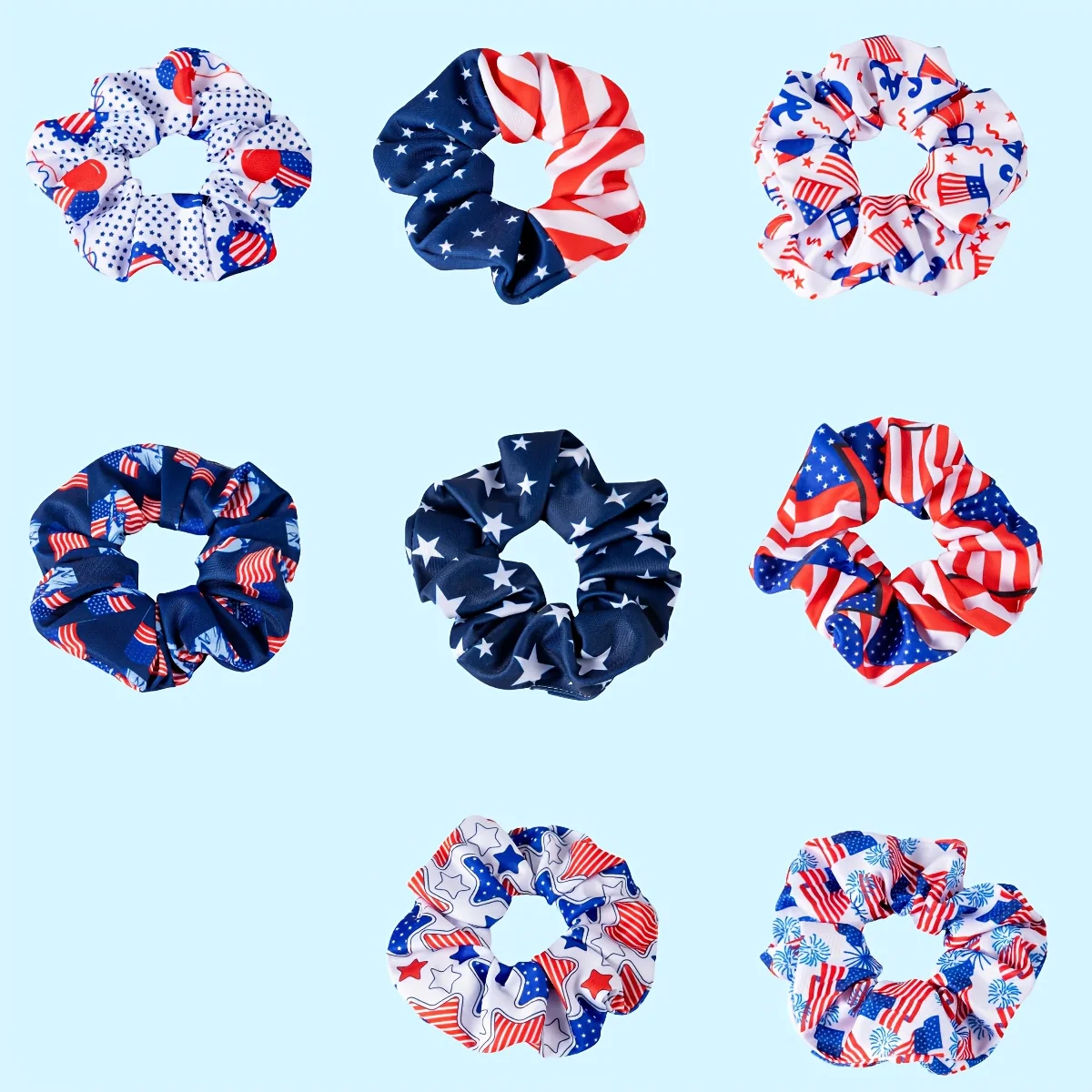 

American Flag Pattern Scrunchies Hair Tie for Independence Day Patriotic Hair Rope Elastic Ponytail Holder Hair Ring Women