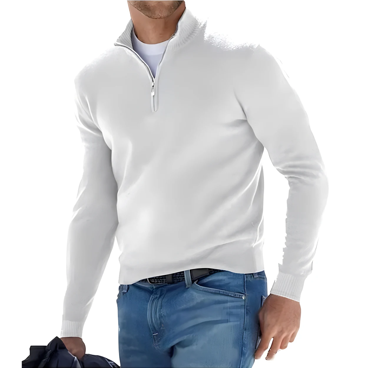 Neue männer Langarm Pullover Einfarbig Halb Zipper Pullover V-ausschnitt Gestrickte Pullover Männer Übergroßen Atmungsaktive Streetwear