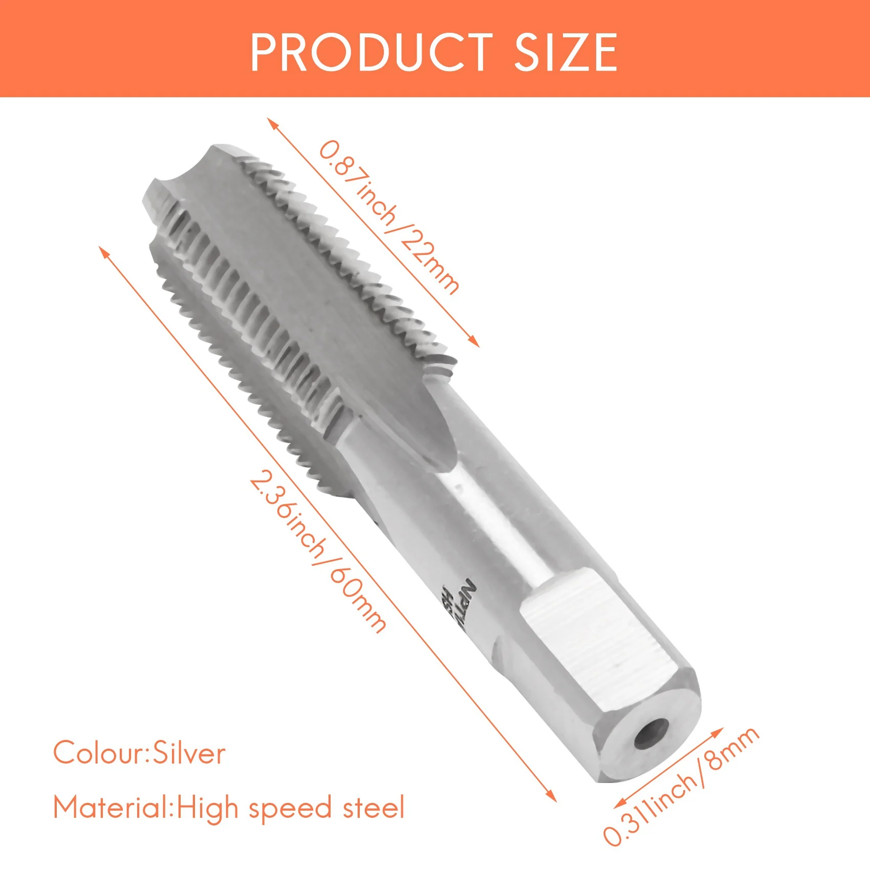 bhbl-1-peca-macho-conico-de-rosca-de-1-4-polegada-18-npt-em-aco-rapido-ferramenta-manual-para-rosqueamento-de-metal