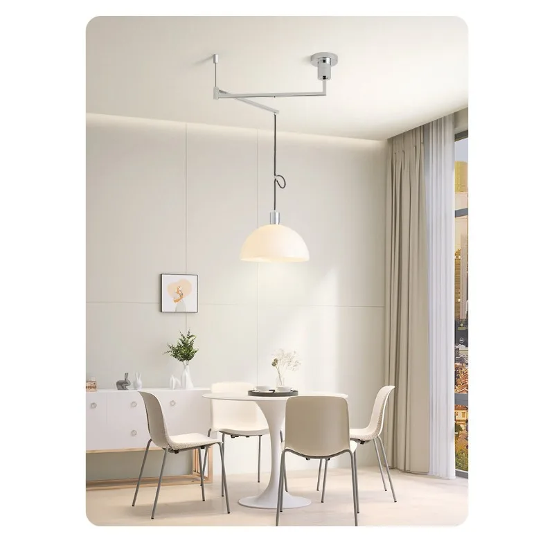 

Nordic Retro Adjustable Pendant Lamp Bauhaus Minimalist Study Island Dining Room Bar Swing Arm Telescopic Hanging Light