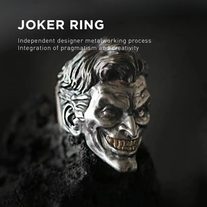 Personality Evil Clown Rings Opening Adjustable Skull Finger Ring Hip Hop Goth Punk Cool Rings Motorcycle Ring Party Jewelry