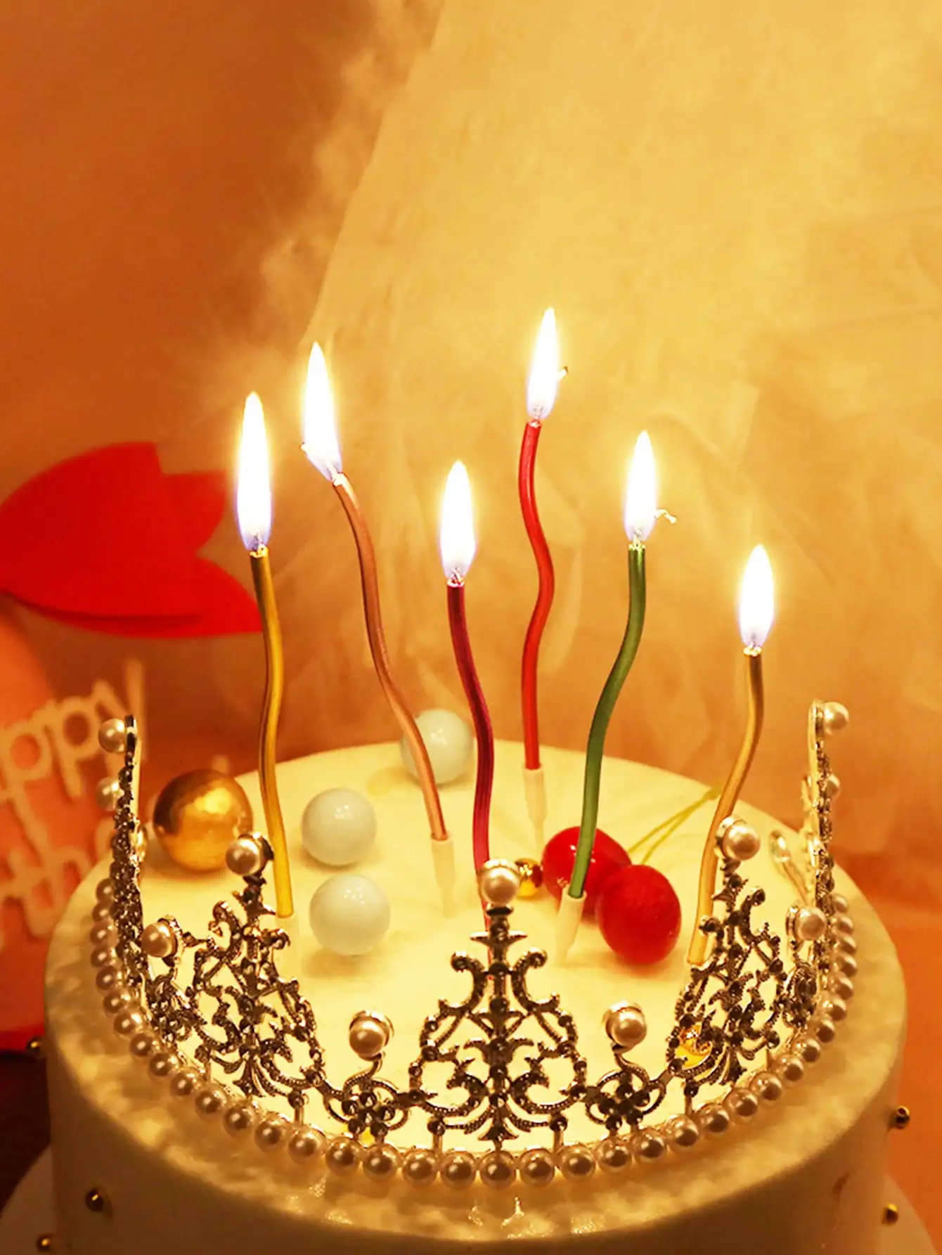 Each set contains 6 pieces - silver curved candles, birthday party supplies - candles for decorating cakes