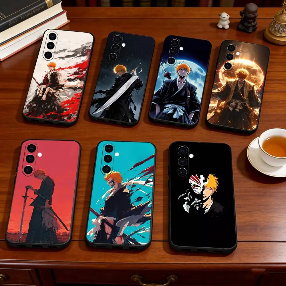 Anime B-Bleach K-Kurosaki I-Ichigo Phone Case For Samsung Galaxy A73,A72,A71,A70,A53,A52,A51,Others Soft Black Cover