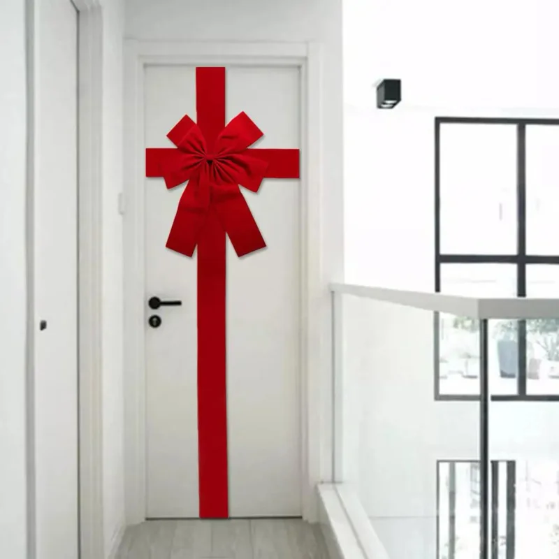 Natal grande fita arco vermelho redbow decorações da porta da frente pendurado porta da frente arcos vermelhos ano novo 2025 suprimentos casa