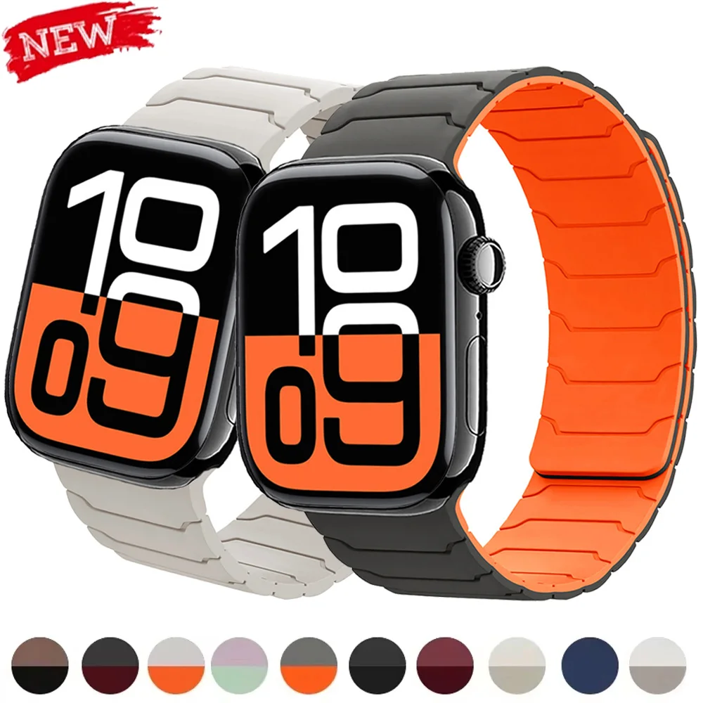 Magnetarmband für Apple Watch Band 49 mm 46 mm 44 mm 45 mm 42 mm 41 mm Silikonarmband IWatch Ultra 2 Series 10 9 8 7 6 SE Correas
