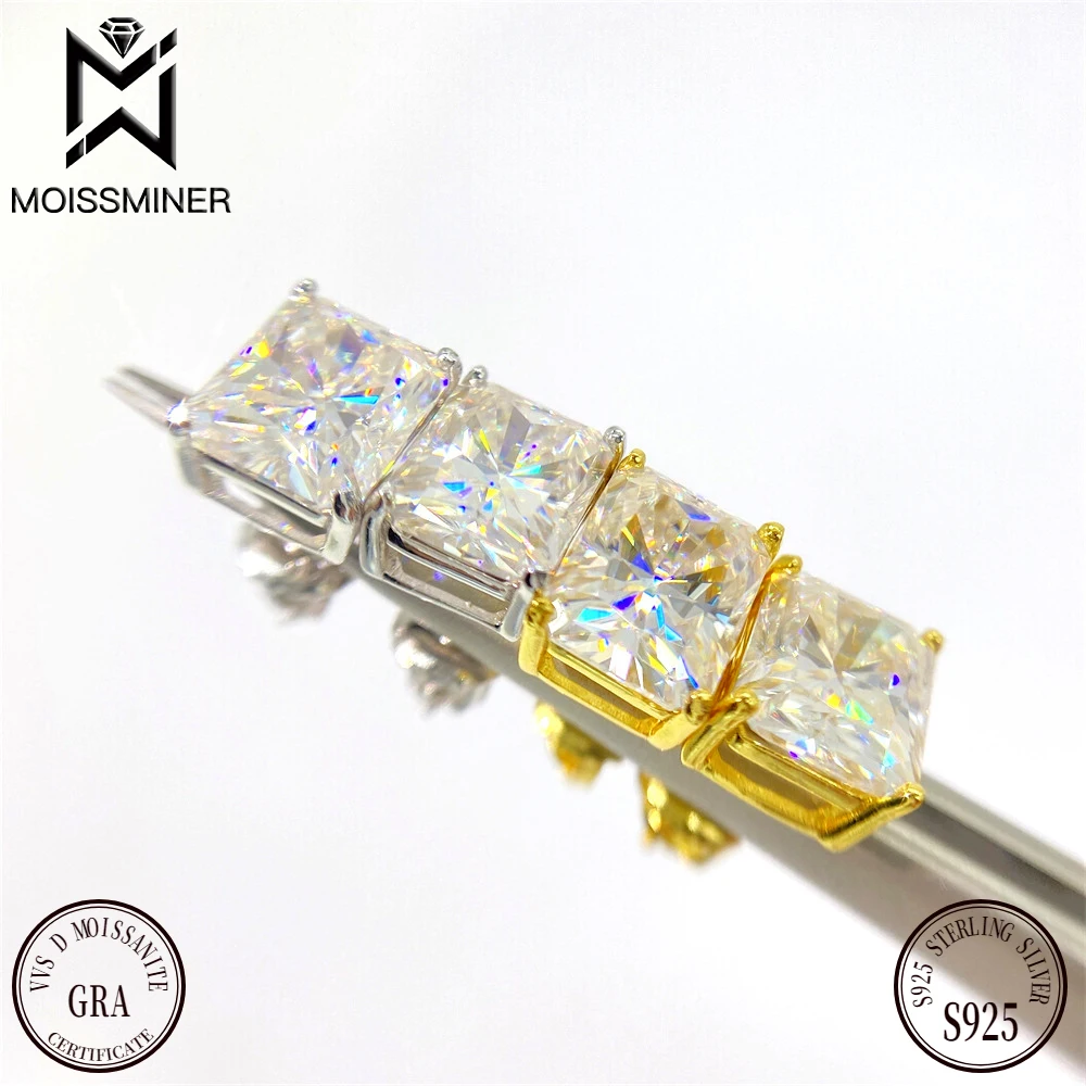 Square Moissanite Diamond Earrings For Women Ear Studs Men High-End Jewelry Pass Tester Free Shipping