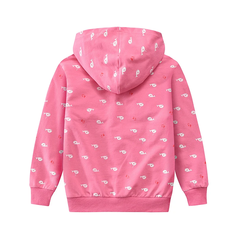 Little Hand Girls Zip Up Hoodie Jacket Toddler Tiny Whale Sweatshirt Kids Hooded Coat Casual Outerwear Size for 2-7 Years