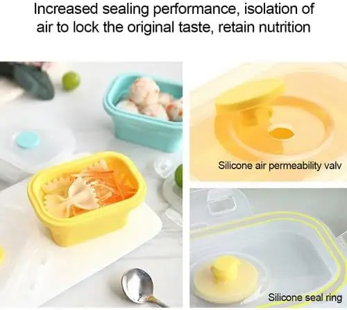 4 قطع من حاويات الطعام المصنوعة من السيليكون القابلة للطي، حاويات للوجبات الخفيفة، حاويات طعام صغيرة قابلة للطي مع قابلة للتكديس، سبيس سافي #6