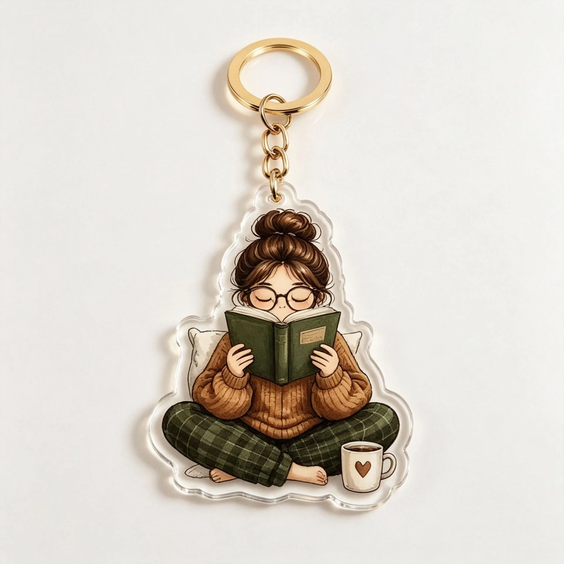 16/8 Pieces of Random Designs Acrylic Keychains, Artistic Retro Book and Eye Bag Charms, Holiday Birthday Retro Reading Acrylic Keychains, Small Artistic Coffee Cat Charms, Healing-Themed Pendants, Halloween and Christ