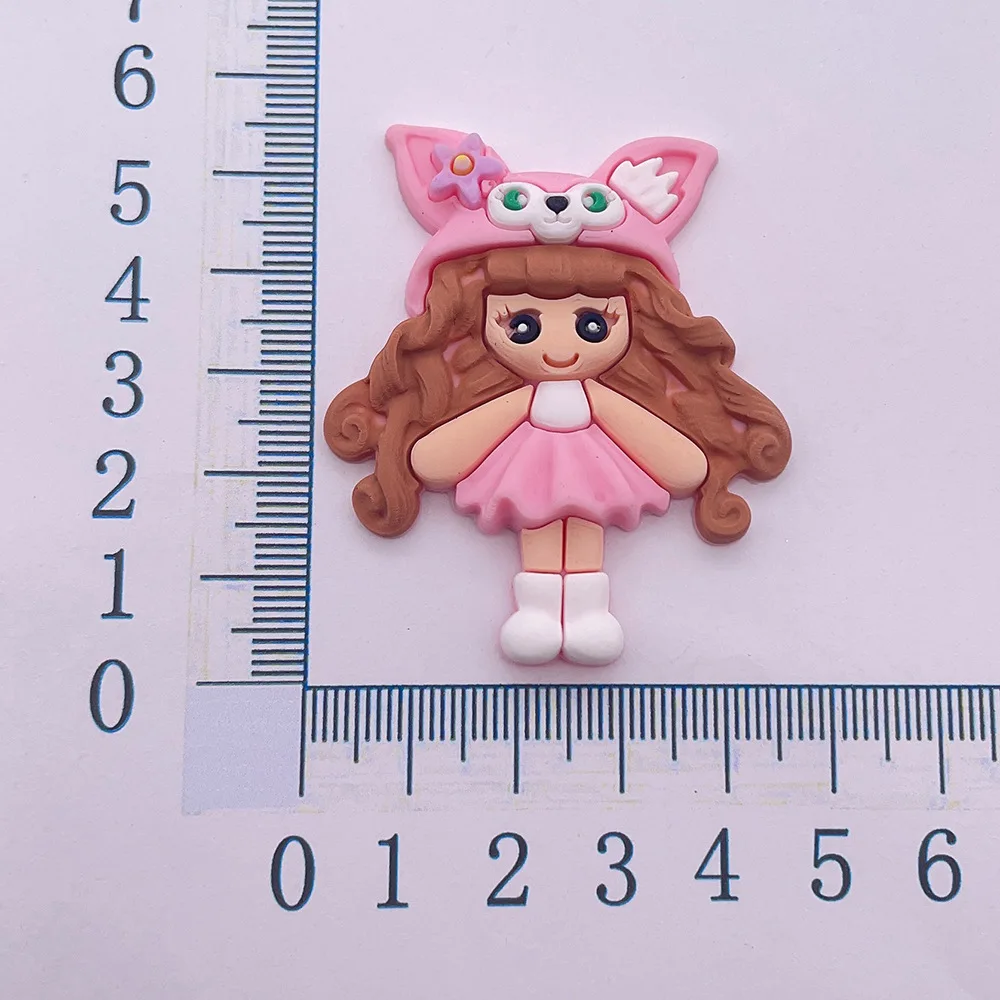 5pcs Cartoon Princess PVC Flatback Embellishment Large Girl Rubber Scrapbook DIY Hair Accessories Decoration Cabochon Crafts