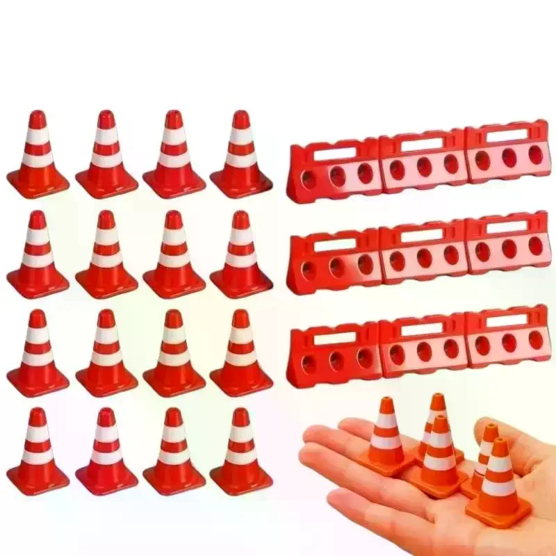 30/50/80Pcs Miniature Fence Barricade Mini Traffic Cones Model For Home Decoration Micro Landscape Sand Table Accessories