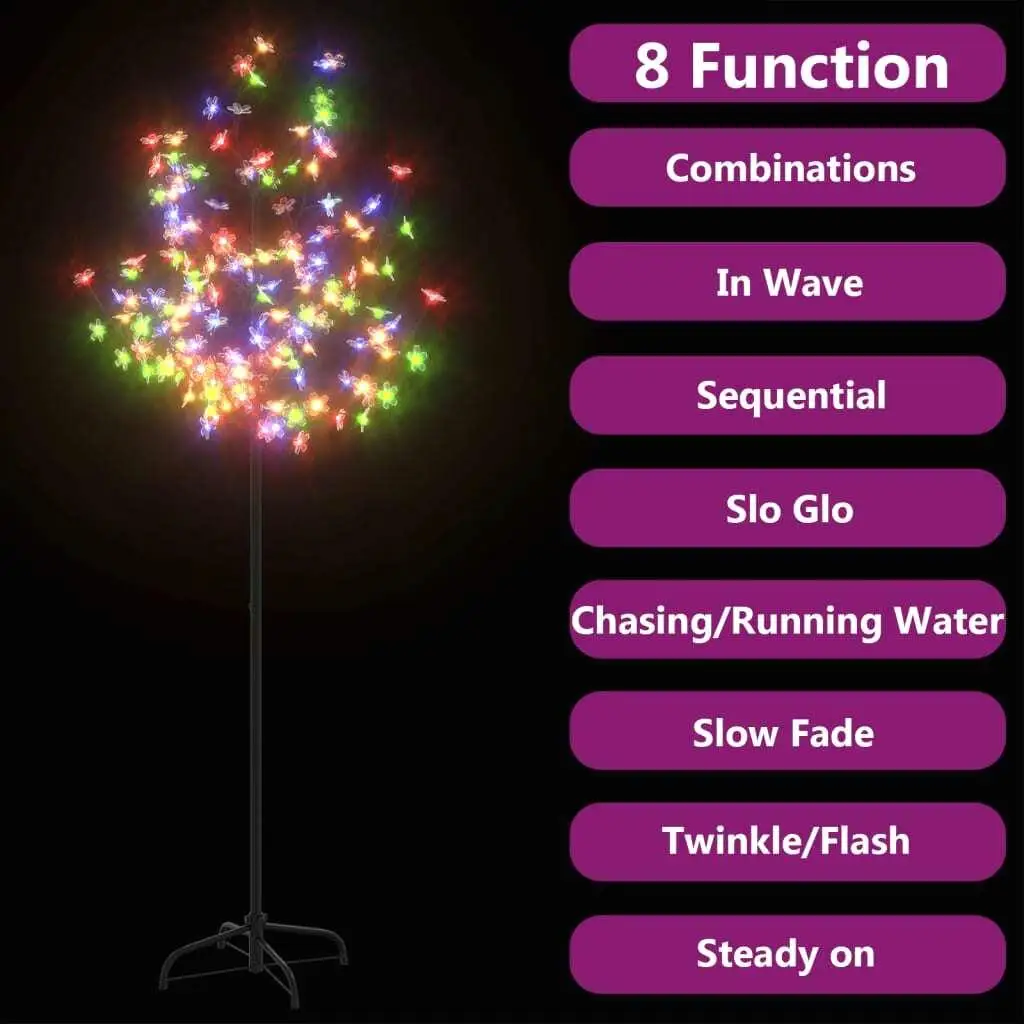 5ft Colorful Cherry Blossom Christmas Tree with 120 LEDs - Festive Decorative Lights