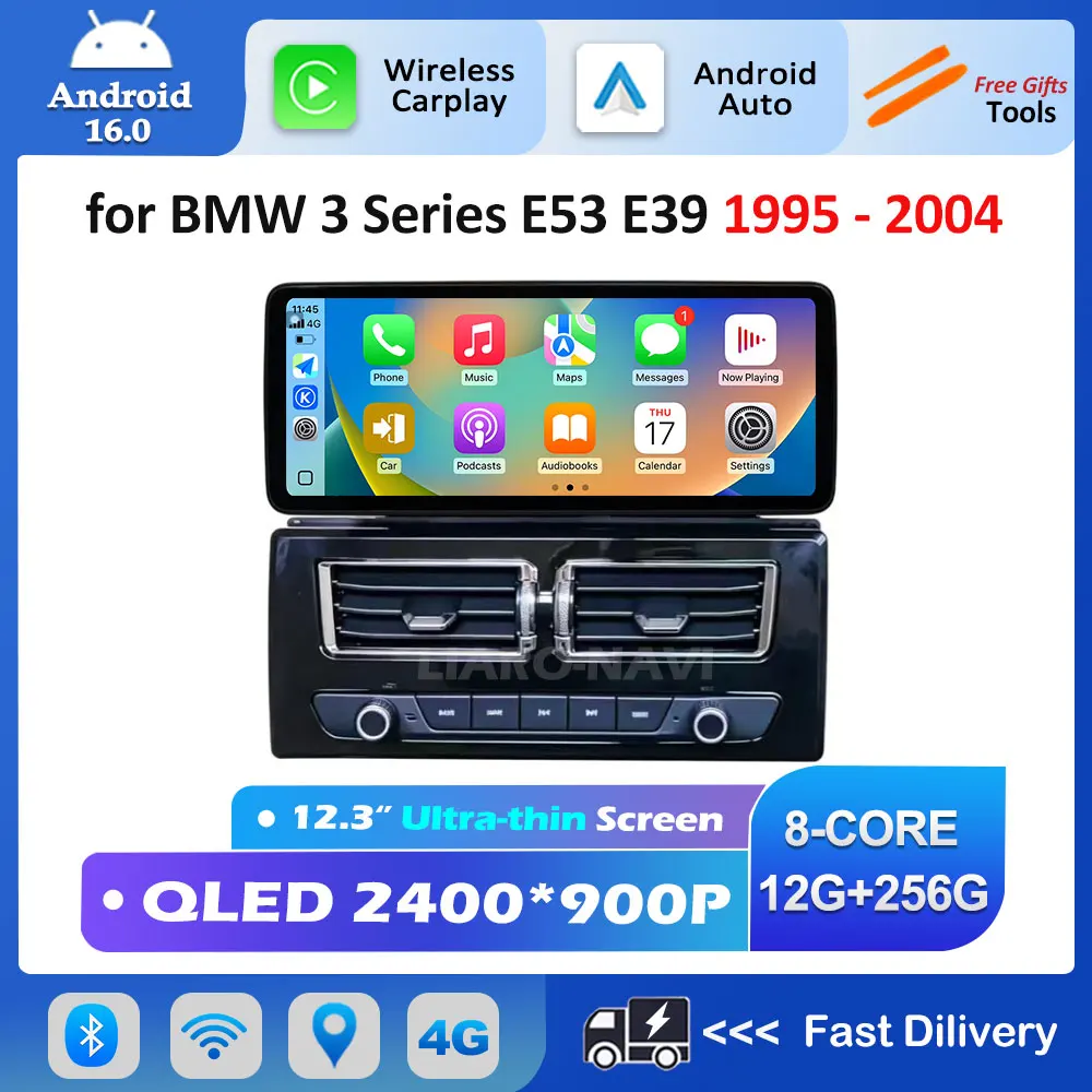 Carplay GPS Navi Split Screen Head Unit for BMW 3 Series E53 E39 1995 - 2004 Android 16 Car Audio Radio Multimedia Player 4G BT