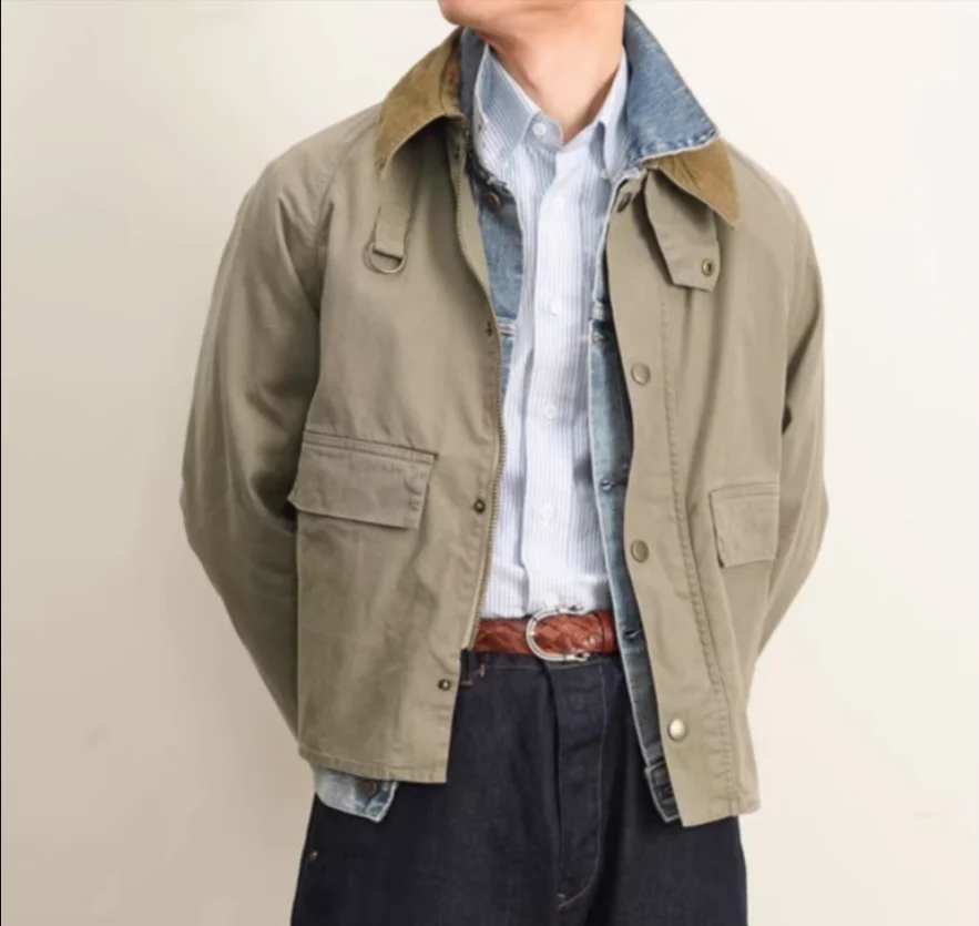 BARBOUR Spey wax-free jacket short spring and autumn jacket for men and women, workwear style jacket retro trend