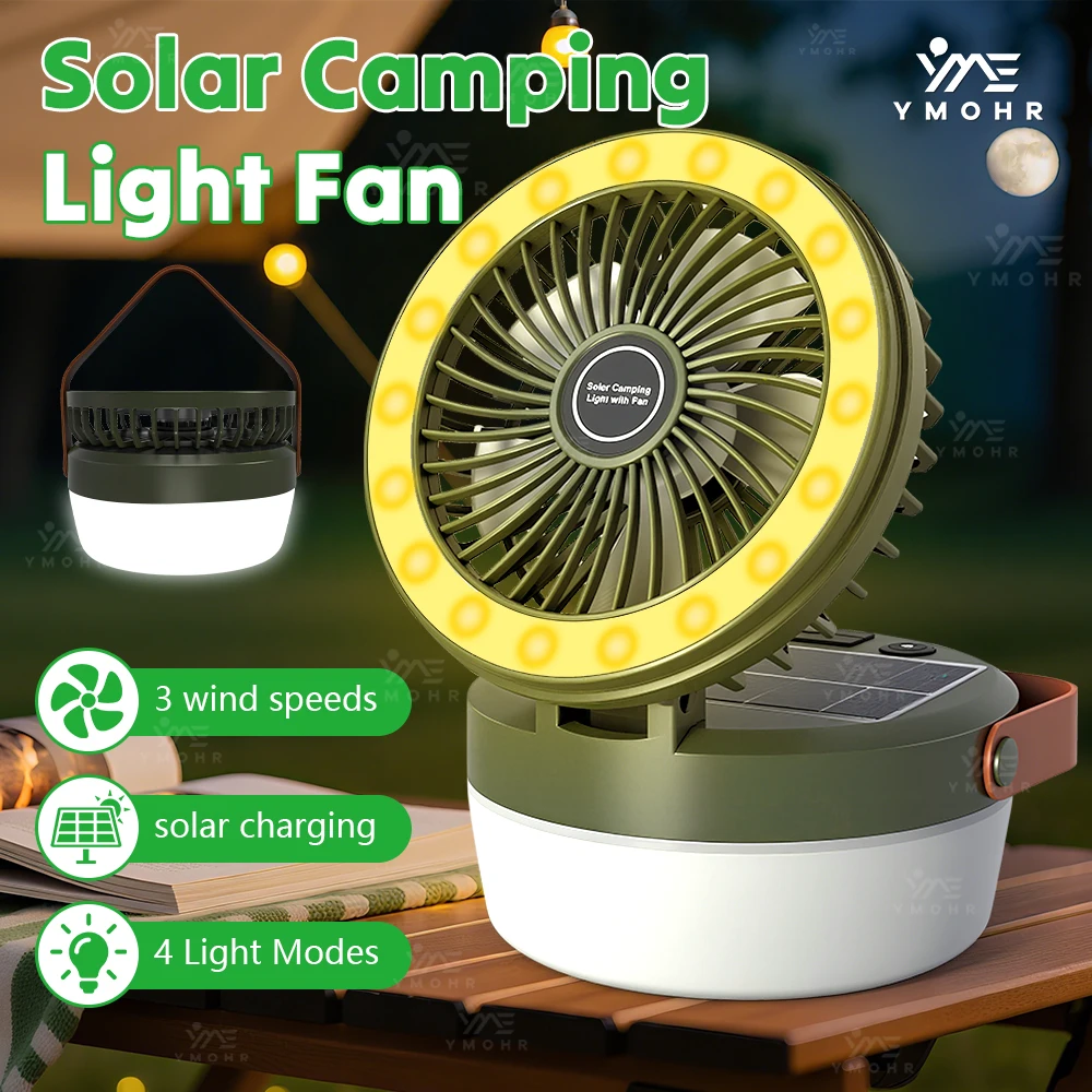 

Солнечный кемпинговый фонарь 3-в-1 с вентилятором, подвесной уличный светильник на солнечной энергии, USB-перезаряжаемый светодиодный фонарь для палатки, портативный аккумулятор, кемпинговый фонарь