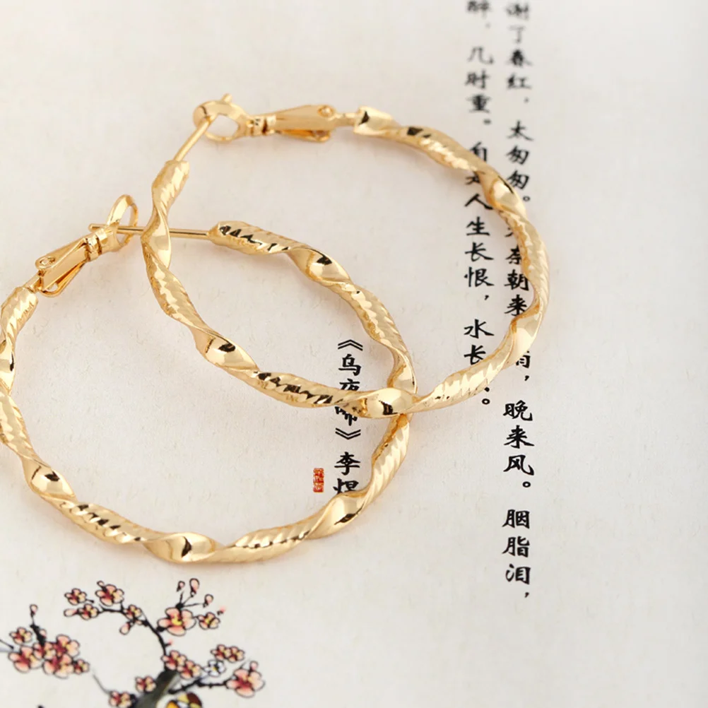 

1 Pair Big Circle Zircon Earrings For Women Simple Stylish Curled Gold Plated Jewelry Decor Birthday Wedding Gift Small Fresh