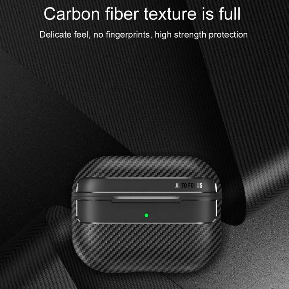 AirPods Pro 3 ケース 2025 カーボンファイバーテクスチャケース カラビナ＆クリーニングキット付き 耐衝撃 ワイヤレスカバー AirPods Pro 3用