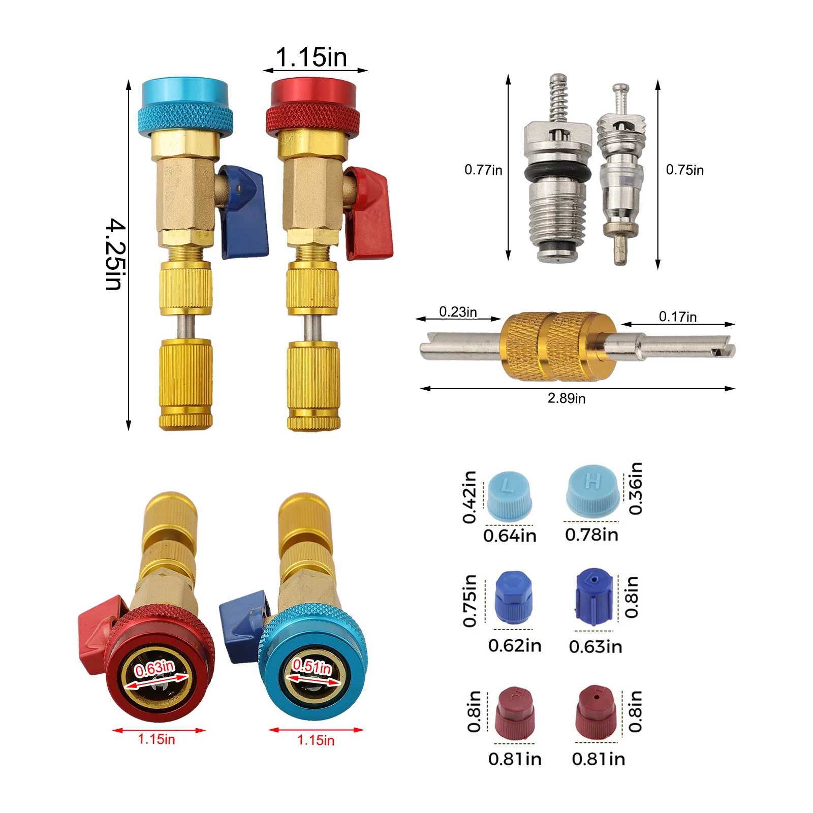 Air Conditioner R134A Valve Core Quick Remover Installer High Low Pressure Tool Remover Installer Gauges HVAC Tools Industrial