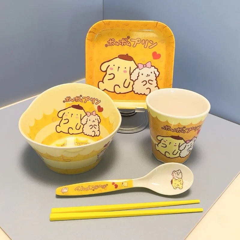 Anime Pompom Purin tableware melamine set cartoon boys and girls ins style anti-scalding household cute rice bowl tableware