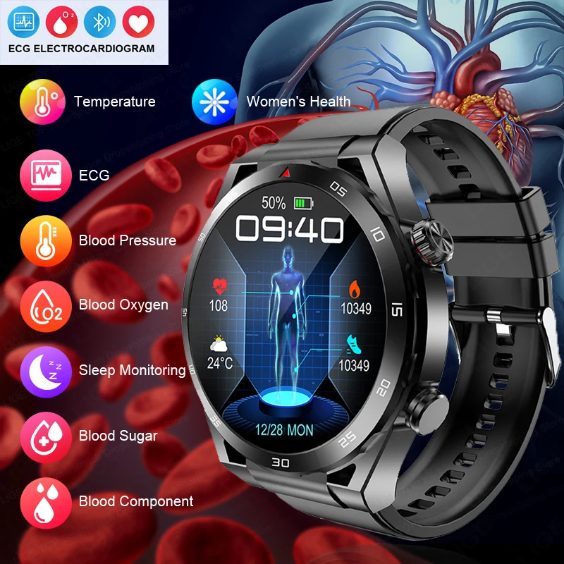 

LIGE Health HPV AI Medical Diagnosis ECG+PPG Smart Watch Men Smart Watch Bluetooth Call Sport Fitnes Women Smartwatch Waterproof