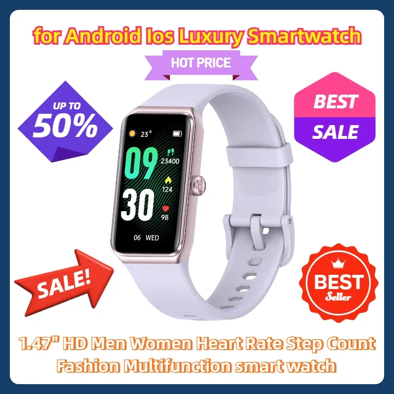 

1.47" HD 172*320 Men Women Heart Rate Step Count Fashion Multifunction Smart Watch for Android Ios Luxury Smartwatch