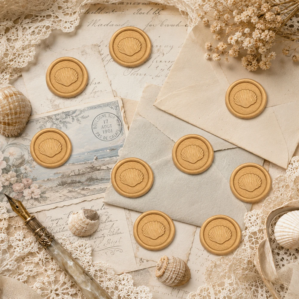 20pcs Embossed Shell Wax Seal Stickers, Self-Adhesive Stamp Stickers, Wedding Invitation Envelope Seal Stickers Gift Wrapping - view 6