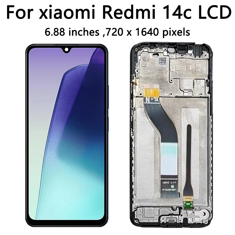 6.88\'\' Display For Xiaomi Redmi 14C 2411DRN47C LCD Display Screen Touch Panel Digitizer Frame For Redmi 14c Screen Display