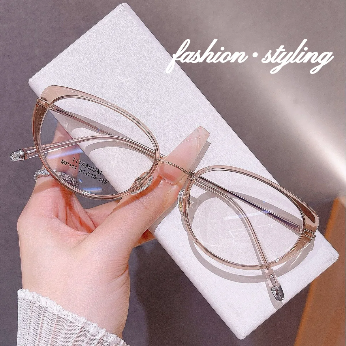 

Новая титановая рамка «кошачий глаз» | Женские позолоченные очки в корейском стиле, универсальные очки по рецепту