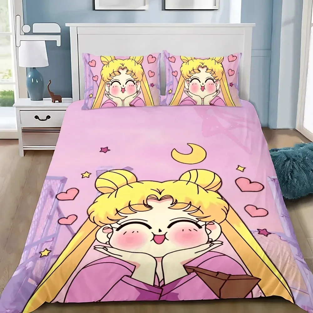 新発売！セーラームーン-アニメ寝具セット-掛け布団カバー-100-マイクロファイバー-子供と大人向け-2～3点セット-キッズギフト
