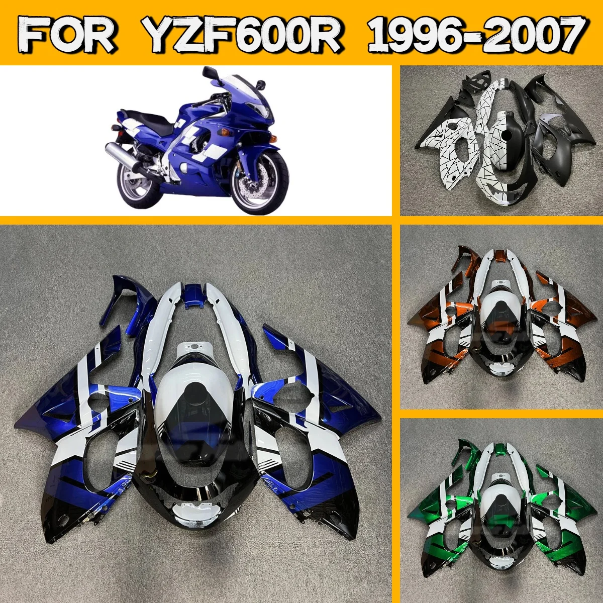 

Motorcycle Fairing Kit 1996-2007 YZF600R Full Accessories Fairings ABS Plastic Suit for 96-07 Yamaha YZF 600R